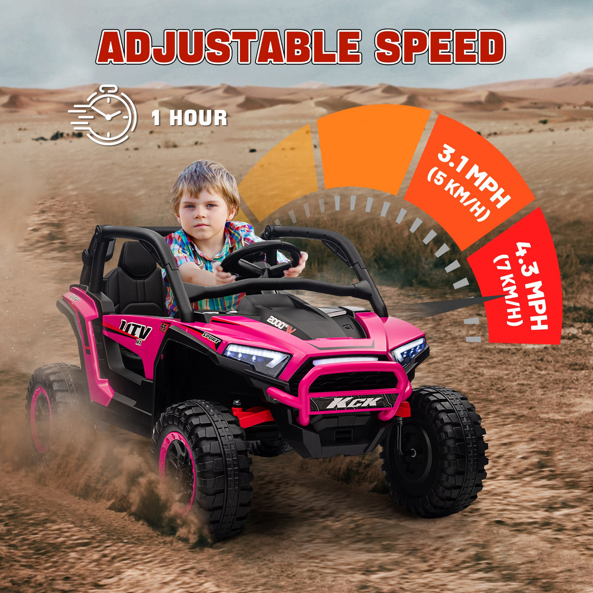 2 Seater 24V 7AH Ride on Truck, Electric Car for Kids w/ Spring Suspension, Remote Lights, Horn, Music-Toys & Games > Baby & Toddler Toys > Electric Ride-On Toys > Electric Toy Cars-DECOROLALA