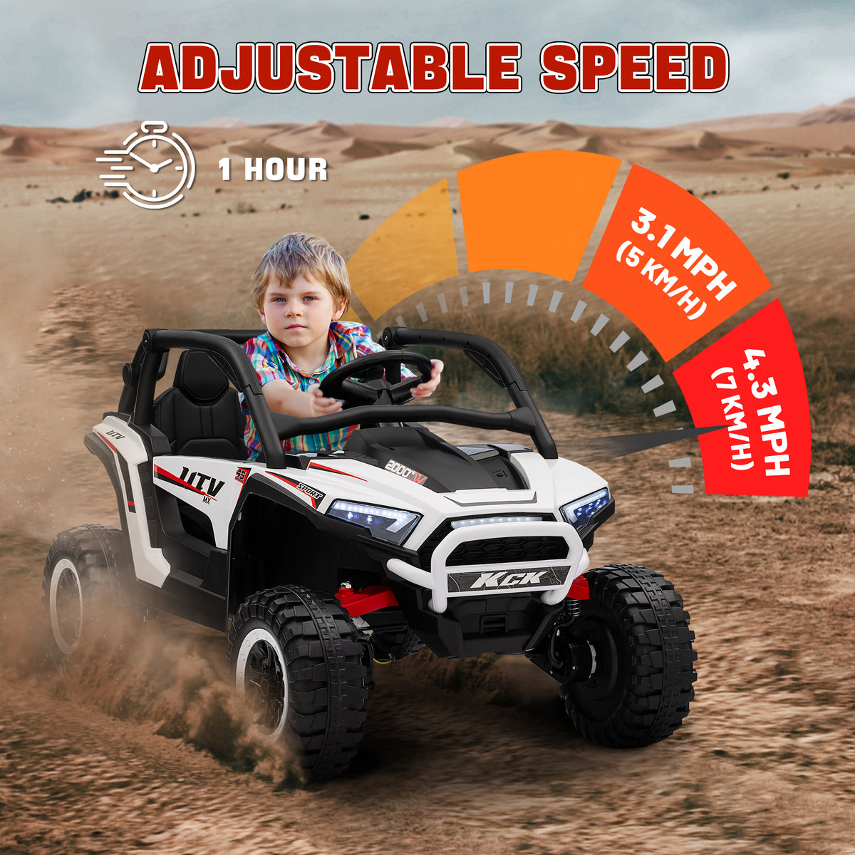 2 Seater 24V 7AH Ride on Truck, Electric Car for Kids w/ Spring Suspension, Remote Lights, Horn, Music-Toys & Games > Baby & Toddler Toys > Electric Ride-On Toys > Electric Toy Cars-DECOROLALA