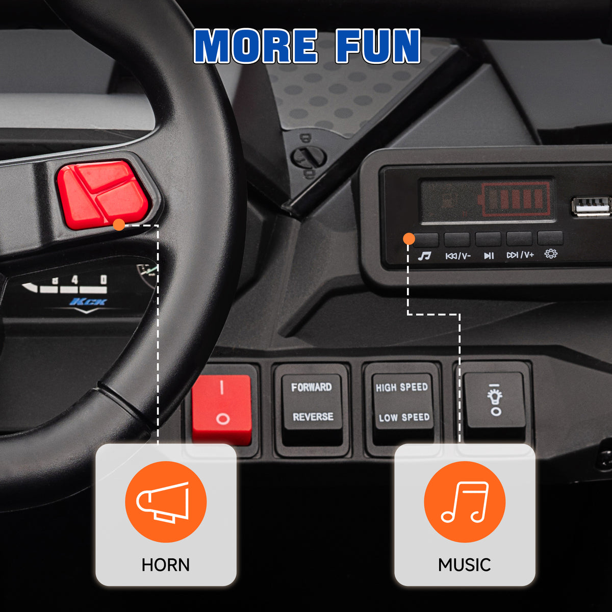 2 Seater 24V 7AH Ride on Truck, Electric Car for Kids w/ Spring Suspension, Remote Lights, Horn, Music-Toys & Games > Baby & Toddler Toys > Electric Ride-On Toys > Electric Toy Cars-DECOROLALA