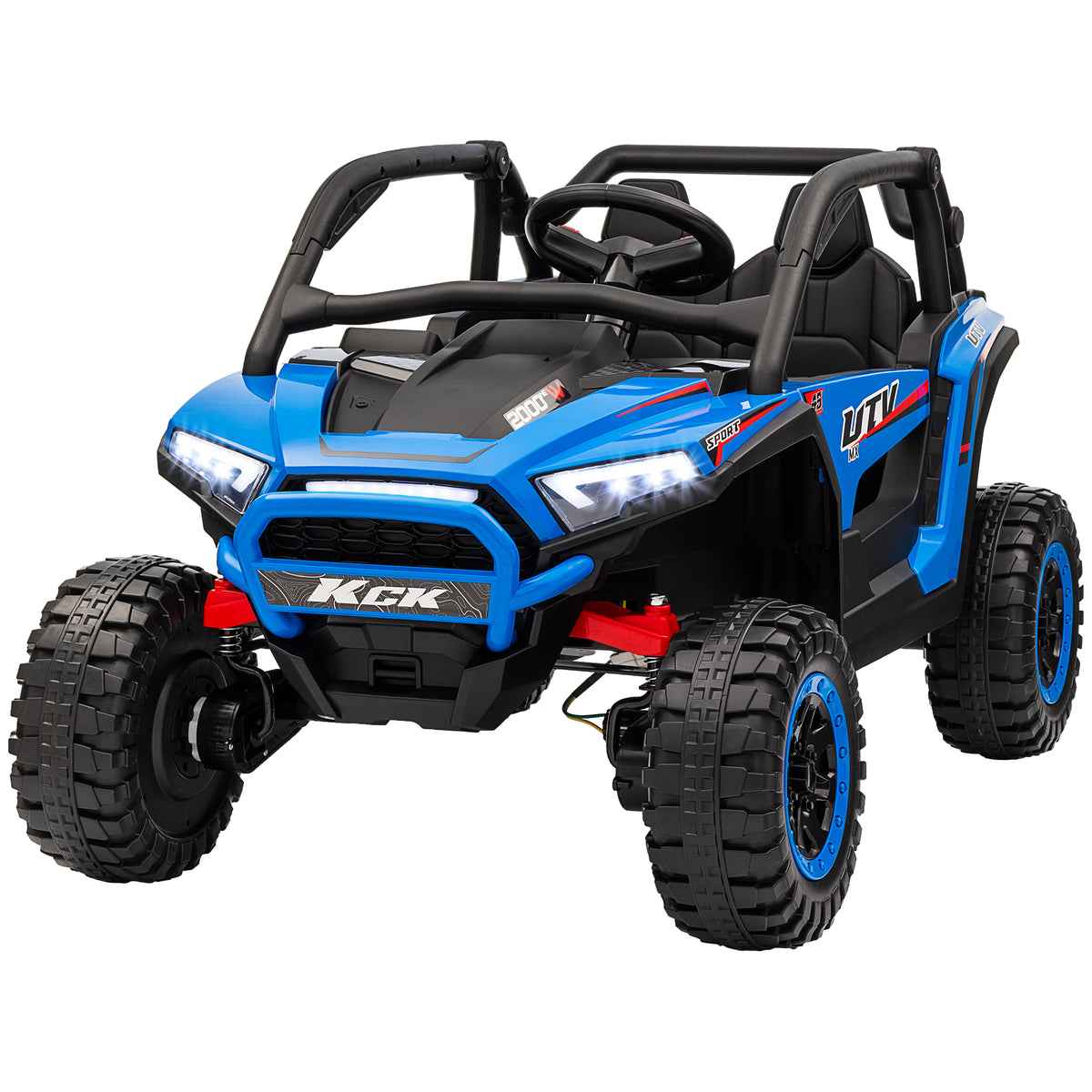 2 Seater 24V 7AH Ride on Truck, Electric Car for Kids w/ Spring Suspension, Remote Lights, Horn, Music-Toys & Games > Baby & Toddler Toys > Electric Ride-On Toys > Electric Toy Cars-DECOROLALA