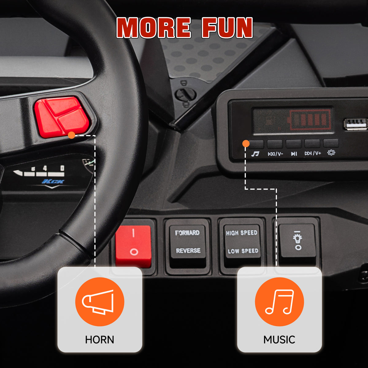 2 Seater 24V 7AH Ride on Truck, Electric Car for Kids w/ Spring Suspension, Remote Lights, Horn, Music-Toys & Games > Baby & Toddler Toys > Electric Ride-On Toys > Electric Toy Cars-DECOROLALA