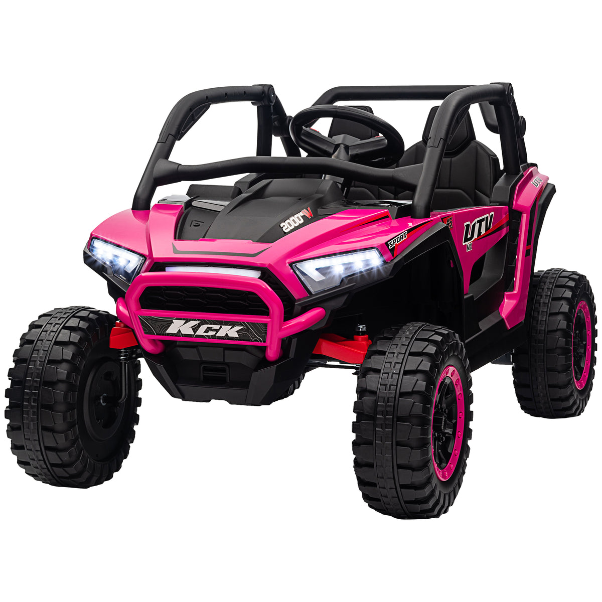 2 Seater 24V 7AH Ride on Truck, Electric Car for Kids w/ Spring Suspension, Remote Lights, Horn, Music-Toys & Games > Baby & Toddler Toys > Electric Ride-On Toys > Electric Toy Cars-DECOROLALA