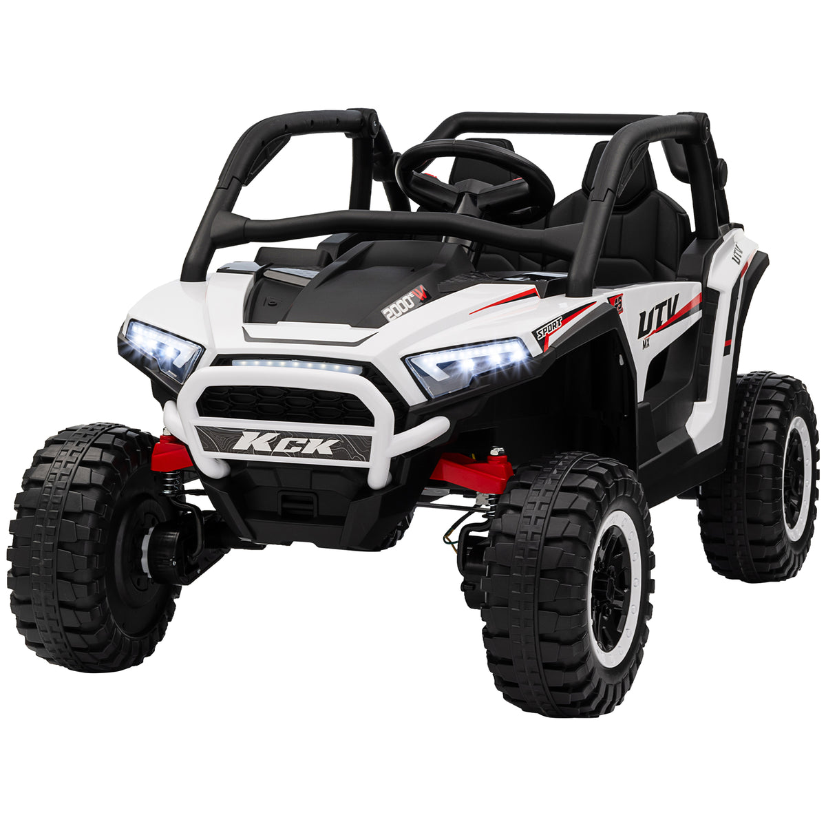 2 Seater 24V 7AH Ride on Truck, Electric Car for Kids w/ Spring Suspension, Remote Lights, Horn, Music-Toys & Games > Baby & Toddler Toys > Electric Ride-On Toys > Electric Toy Cars-DECOROLALA