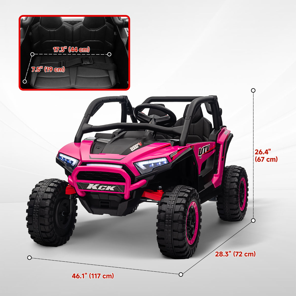 2 Seater 24V 7AH Ride on Truck, Electric Car for Kids w/ Spring Suspension, Remote Lights, Horn, Music-Toys & Games > Baby & Toddler Toys > Electric Ride-On Toys > Electric Toy Cars-DECOROLALA