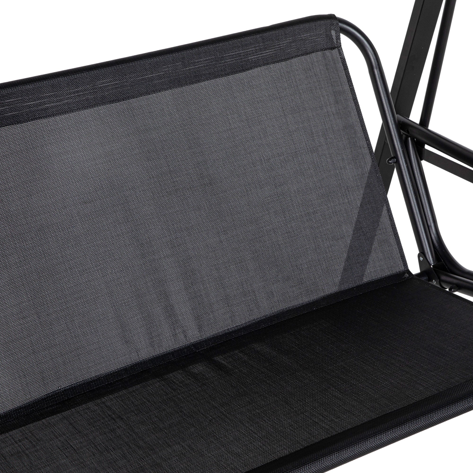 2-Seater Porch Swing - Black Adjustable Canopy-DECOROLALA