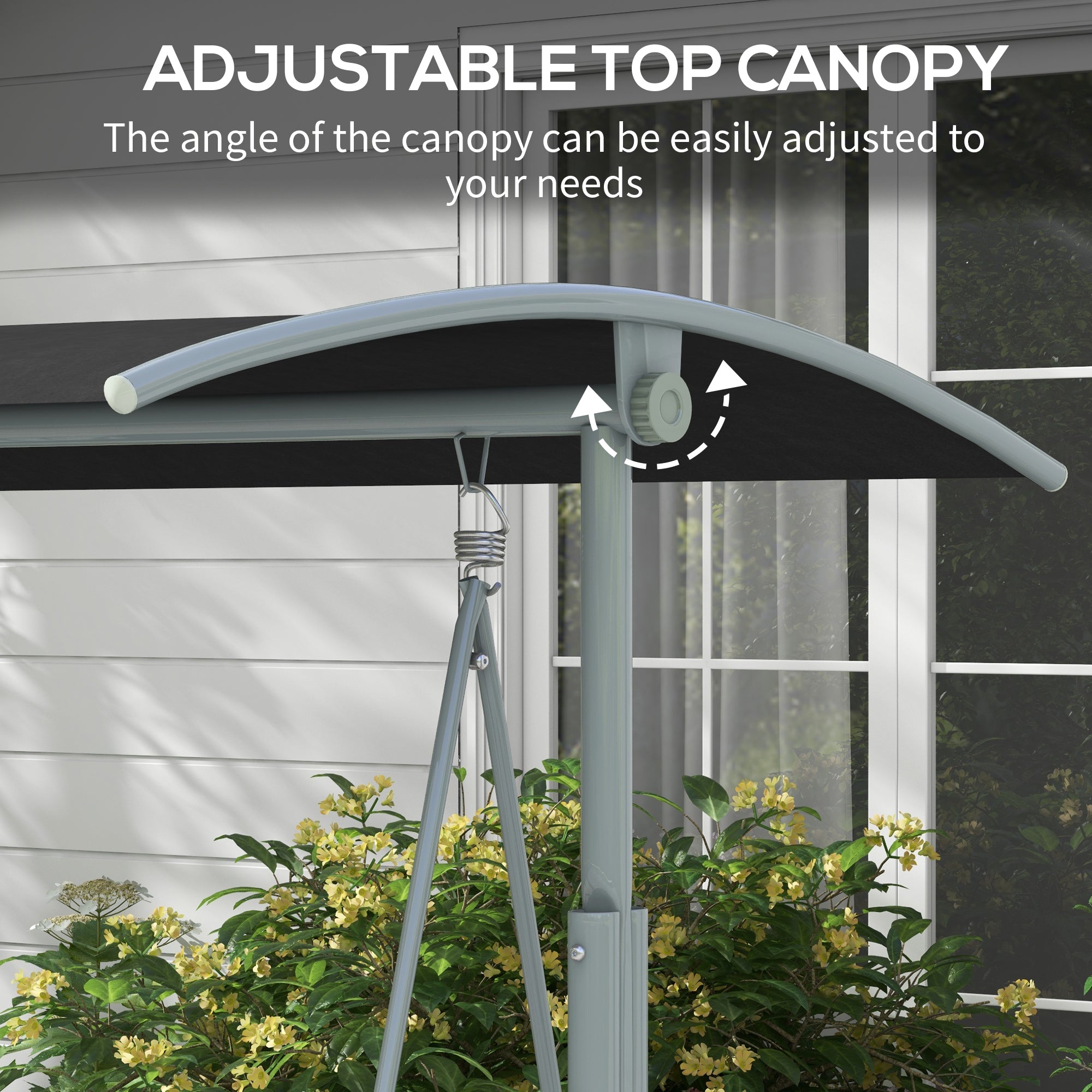 2-Seater Porch Swing Canopy Black-DECOROLALA