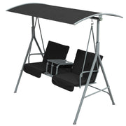 2-Seater Porch Swing Canopy Black-DECOROLALA