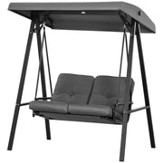 2-Seater Porch Swing Canopy Dark Grey 57"-Canopy Porch Swings-DECOROLALA