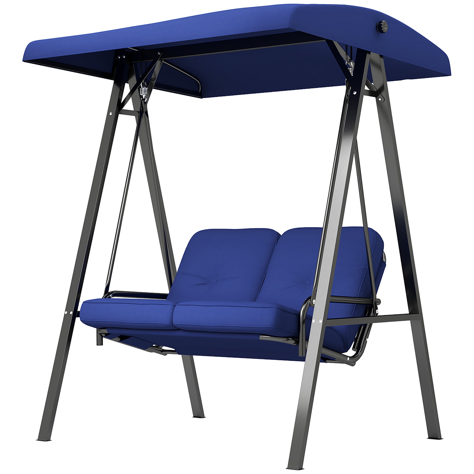 2-Seater Porch Swing - Dark Blue Canopy-DECOROLALA