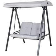 2-Seater Porch Swing - Grey Adjustable Canopy-DECOROLALA