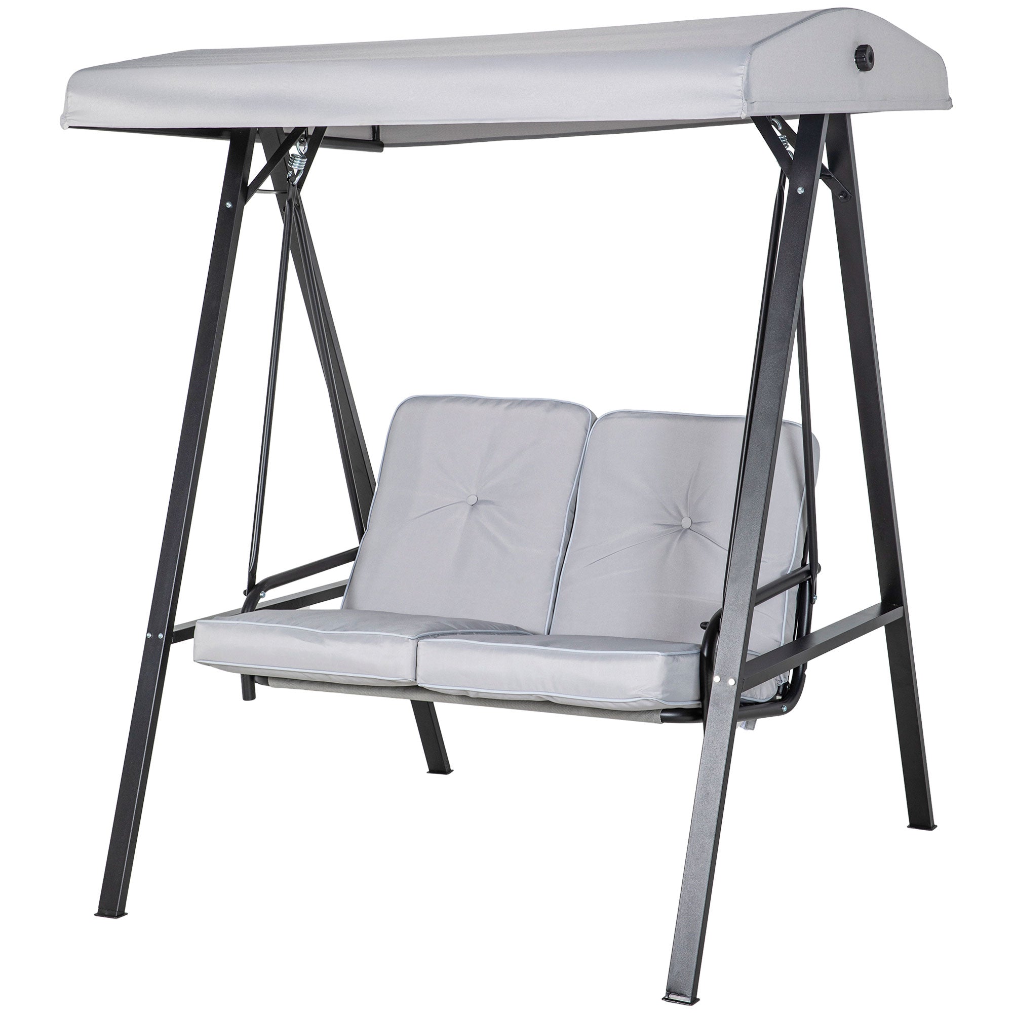 2-Seater Porch Swing - Grey Adjustable Canopy-DECOROLALA