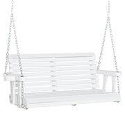2 Seater Porch Swing - White Fir Wood with Cup Holders-DECOROLALA