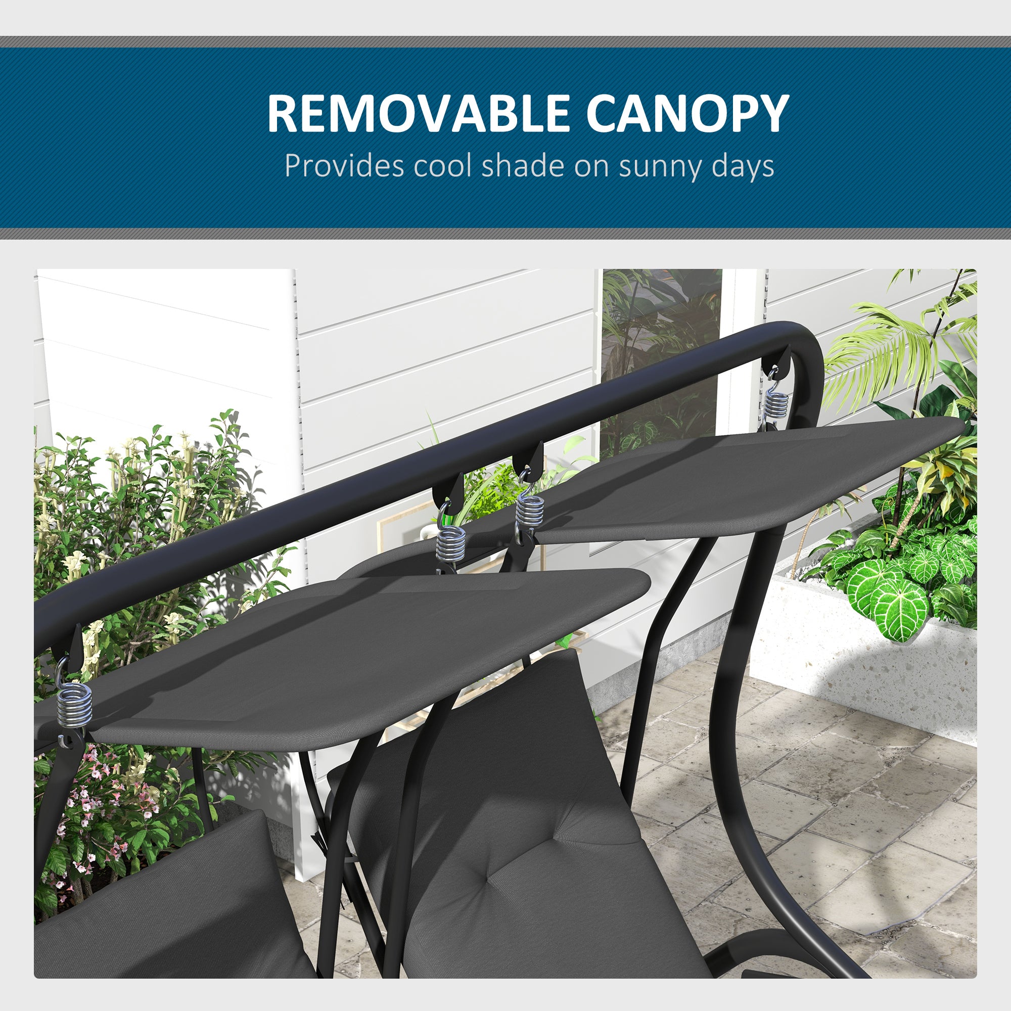 2-Seater Porch Swing with Canopy - Grey 484lb-DECOROLALA