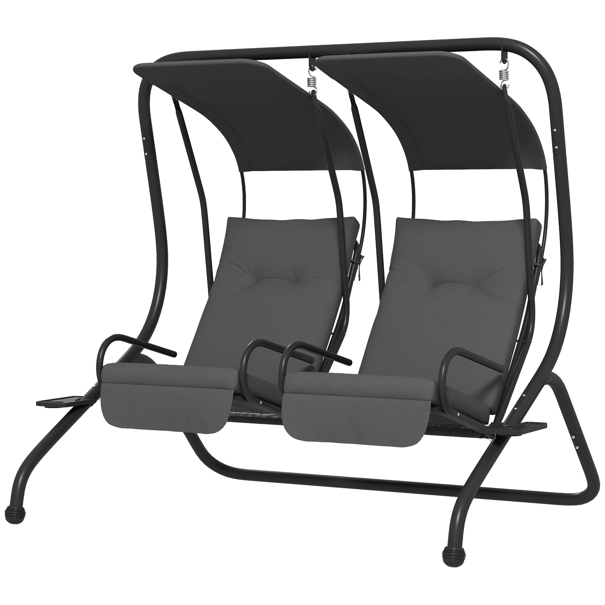 2-Seater Porch Swing with Canopy - Grey 484lb-DECOROLALA