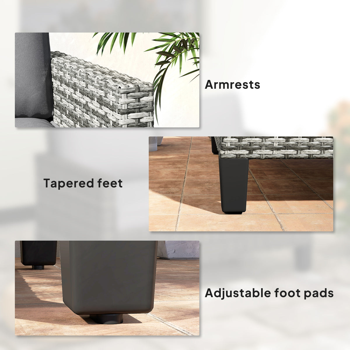 2 Seater Rattan Patio Sofa - Dark Grey-Outdoor Furniture-DECOROLALA