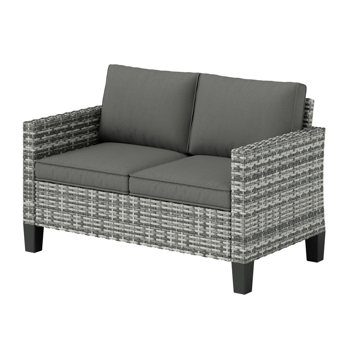 2 Seater Rattan Patio Sofa - Dark Grey-Outdoor Furniture-DECOROLALA