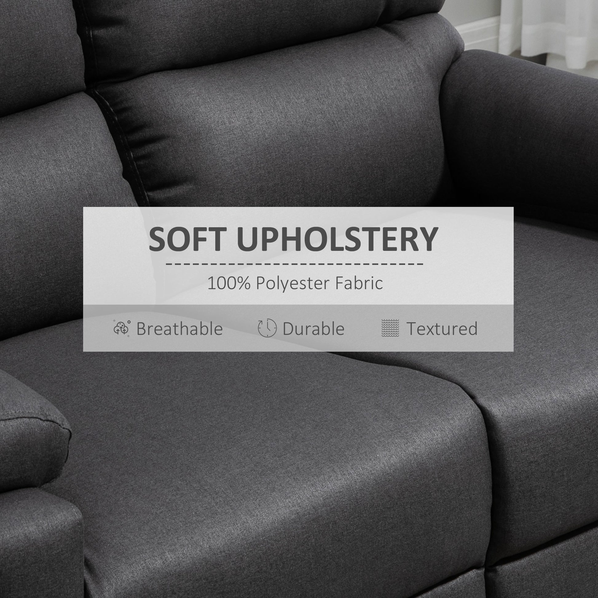 2 Seater Reclining Loveseat - Dark Grey Footrest-DECOROLALA
