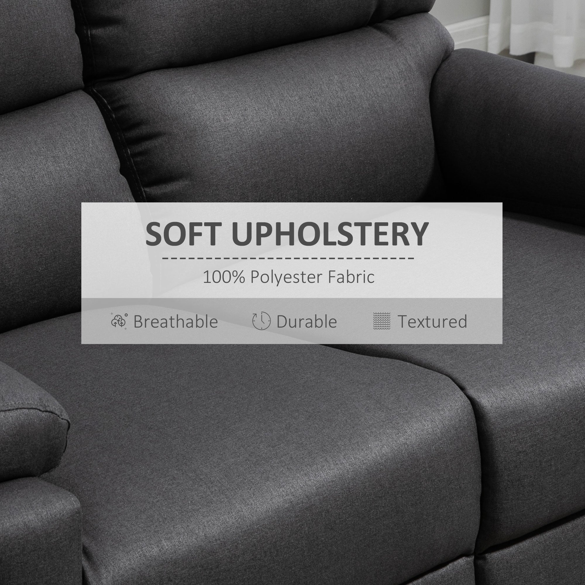 2 Seater Reclining Loveseat - Dark Grey Footrest-DECOROLALA