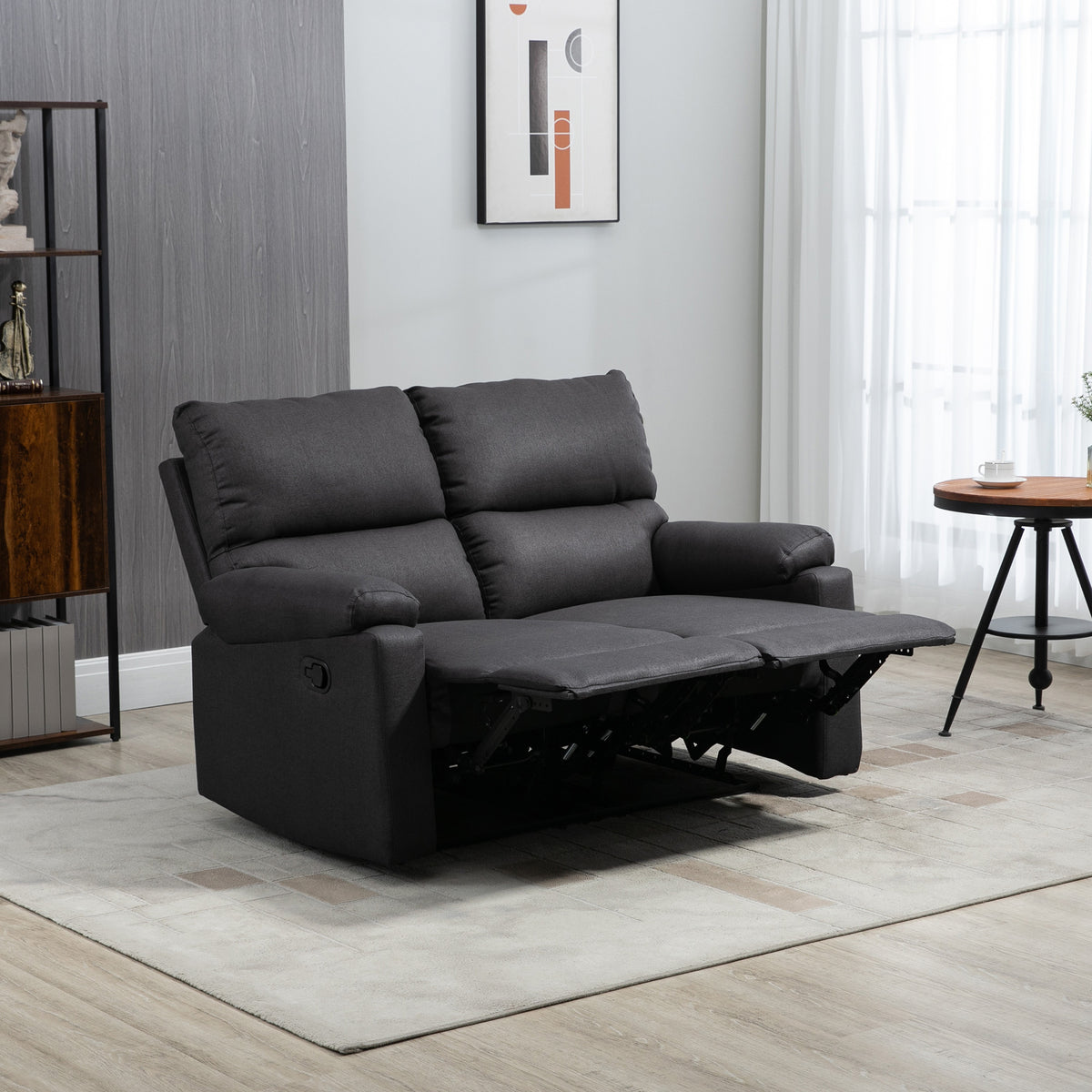 2 Seater Reclining Loveseat - Dark Grey Footrest-DECOROLALA