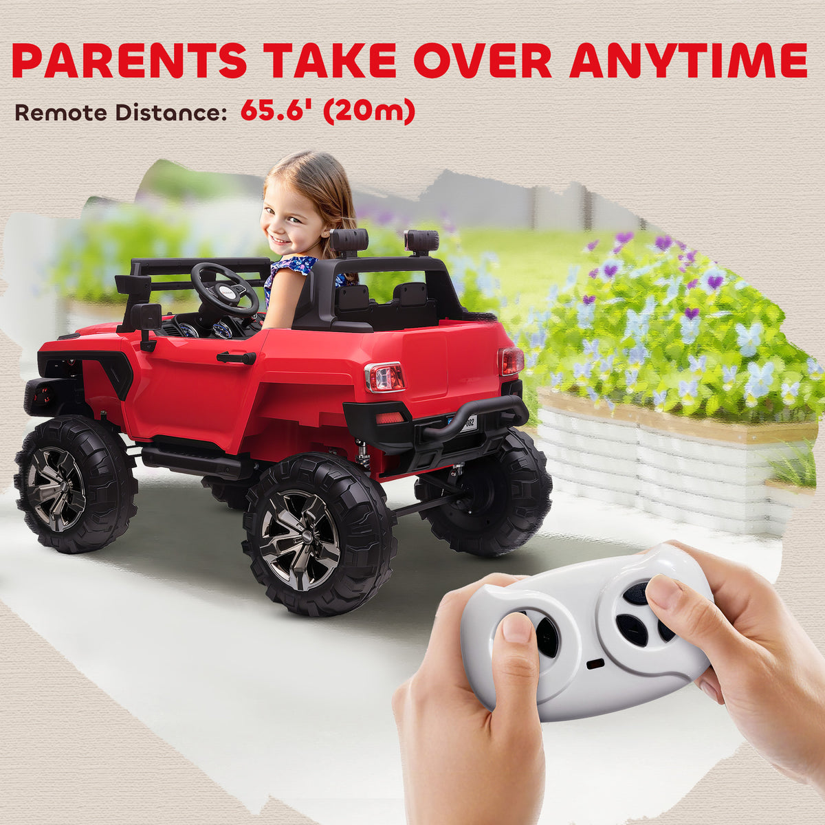 2-Seater Ride on Truck, 12V 7AH Big Battery Powered Police Car for Kids with Remote Control, 4 Shock Absorbers, Soft Start, MP3, LED Lights, Big Wheels, Storage-Toys & Games > Baby & Toddler Toys > Electric Ride-On Toys > Electric Toy Cars-DECOROLALA