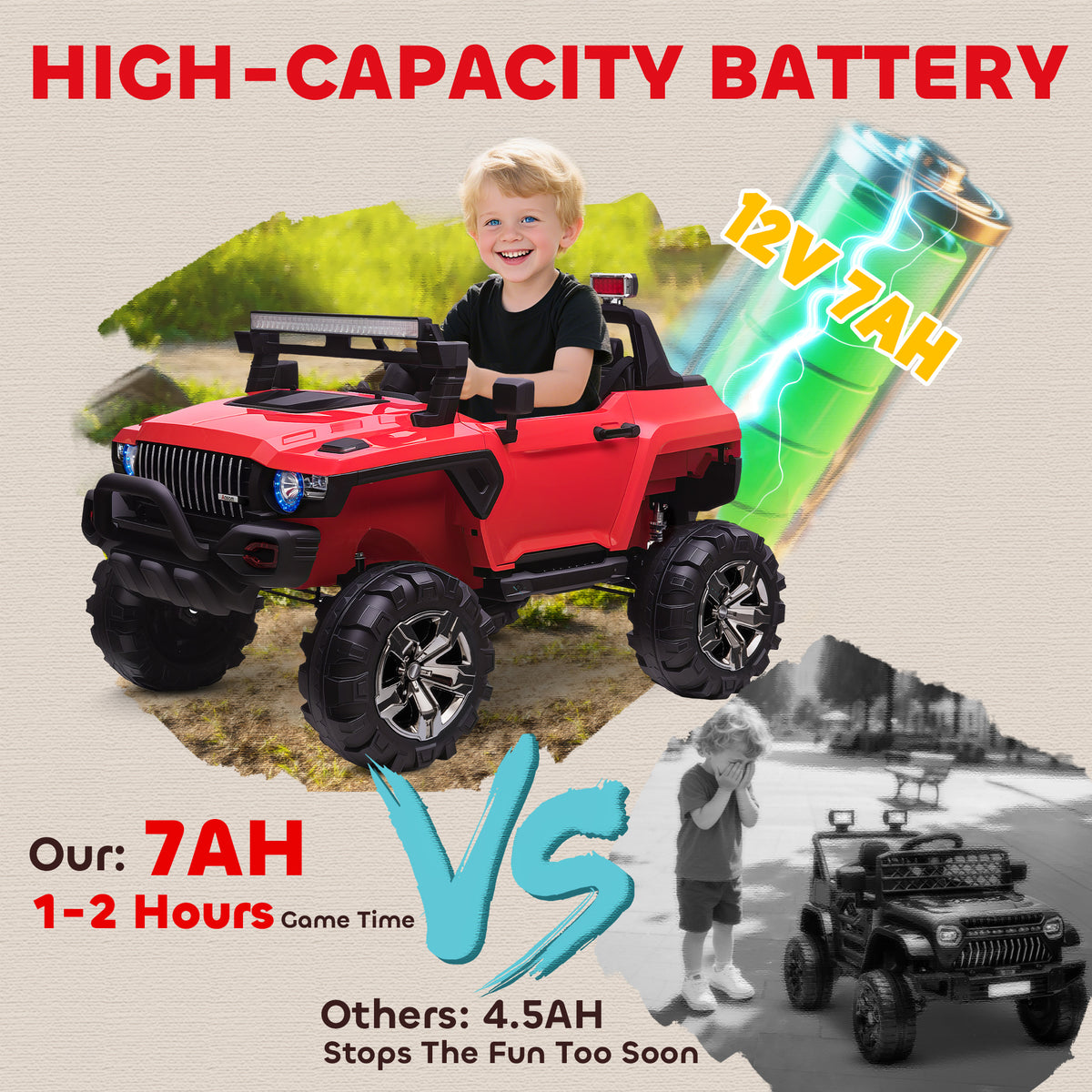 2-Seater Ride on Truck, 12V 7AH Big Battery Powered Police Car for Kids with Remote Control, 4 Shock Absorbers, Soft Start, MP3, LED Lights, Big Wheels, Storage-Toys & Games > Baby & Toddler Toys > Electric Ride-On Toys > Electric Toy Cars-DECOROLALA