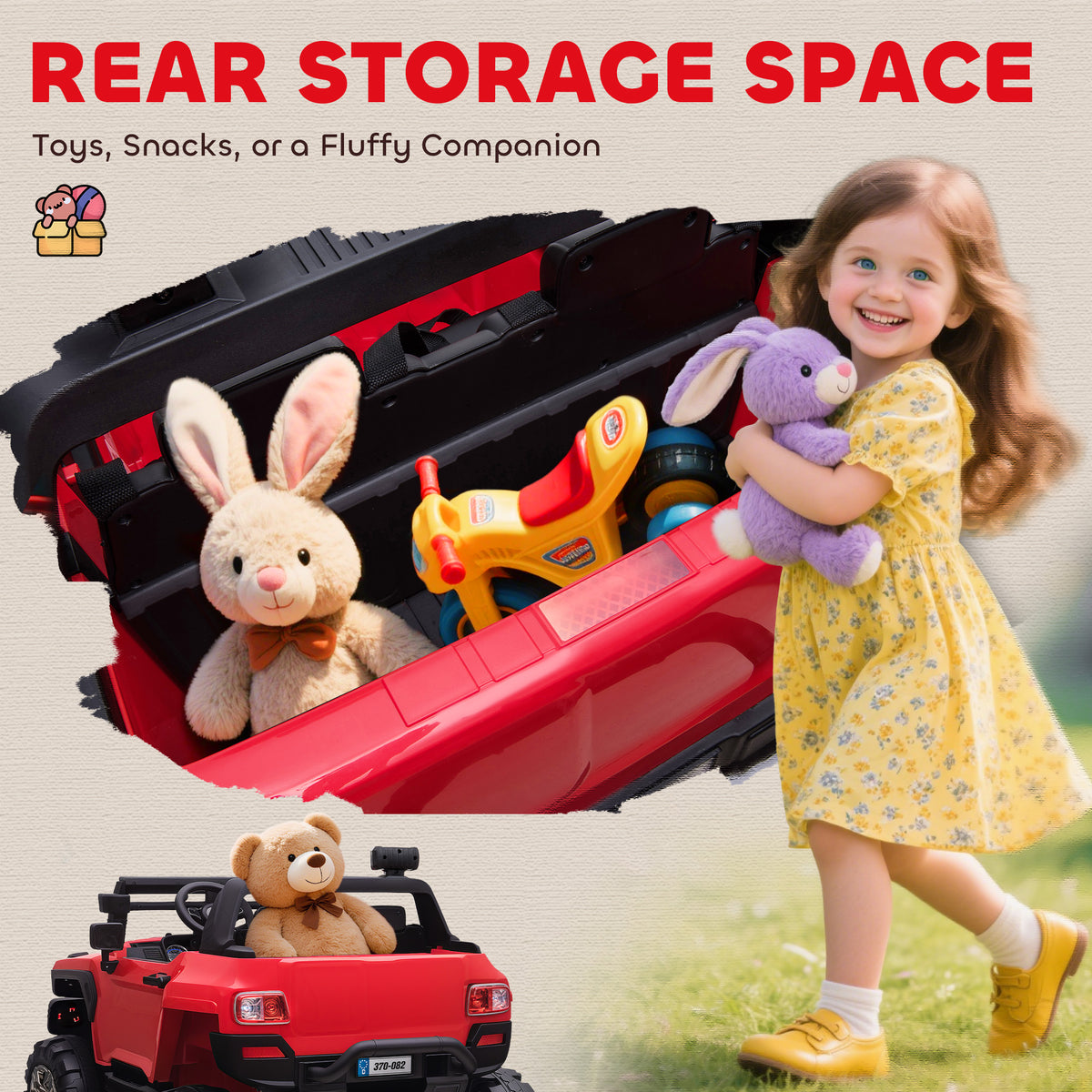 2-Seater Ride on Truck, 12V 7AH Big Battery Powered Police Car for Kids with Remote Control, 4 Shock Absorbers, Soft Start, MP3, LED Lights, Big Wheels, Storage-Toys & Games > Baby & Toddler Toys > Electric Ride-On Toys > Electric Toy Cars-DECOROLALA