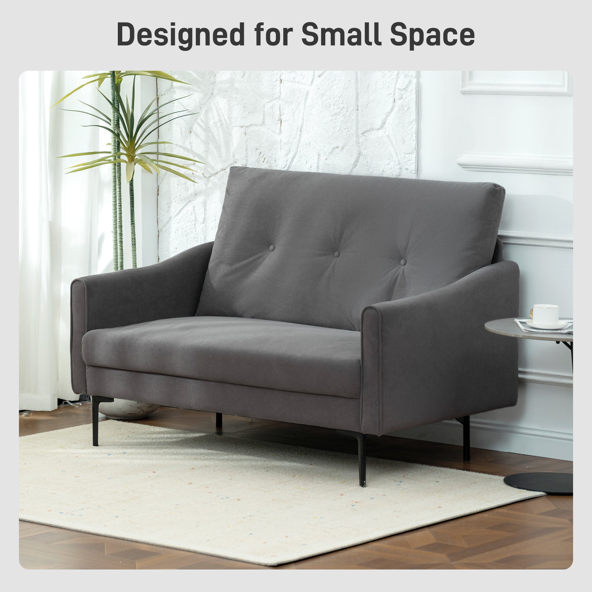 2 Seater Sofa Grey - Modern Button Tufted-DECOROLALA