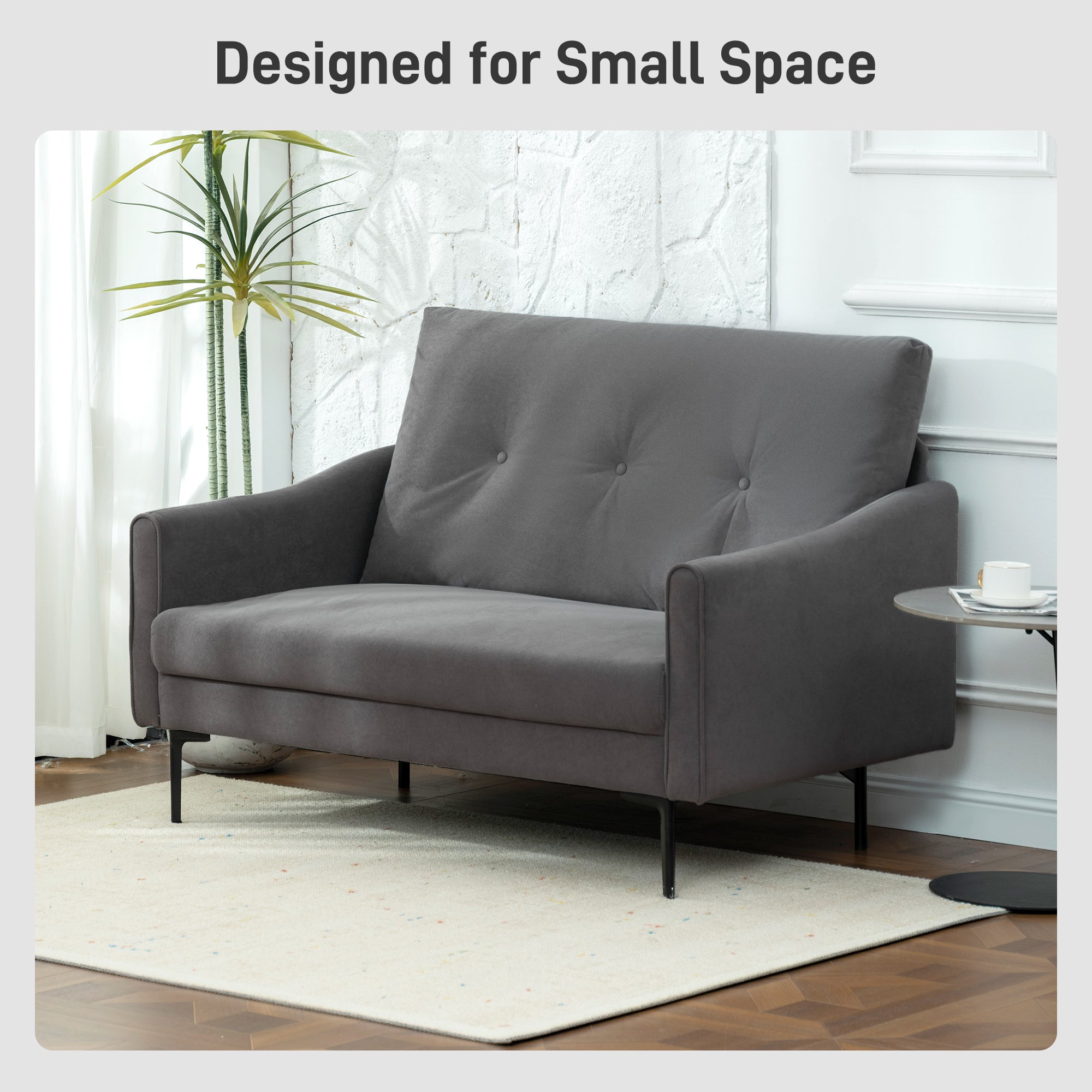 2 Seater Sofa Grey - Modern Button Tufted-DECOROLALA