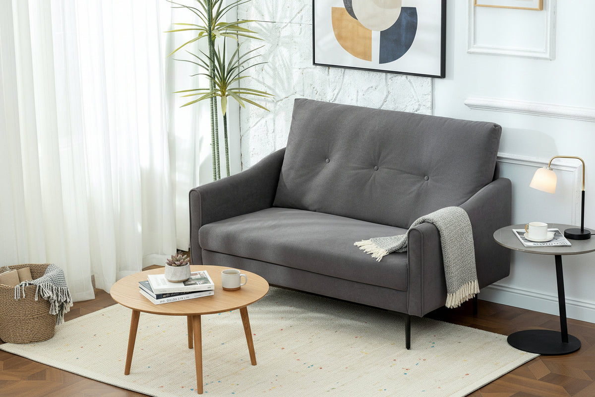 2 Seater Sofa Grey - Modern Button Tufted-DECOROLALA