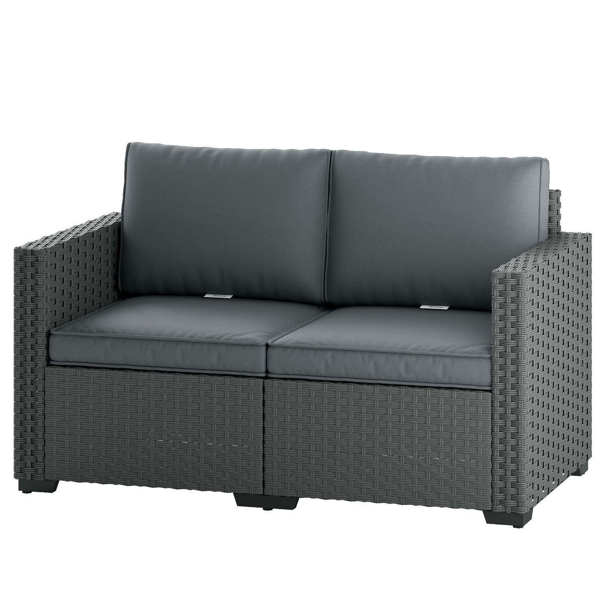 2 Seater Wicker Outdoor Loveseat - Dark Grey 50" Wide-DECOROLALA