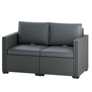 2 Seater Wicker Outdoor Loveseat - Dark Grey 50" Wide-DECOROLALA