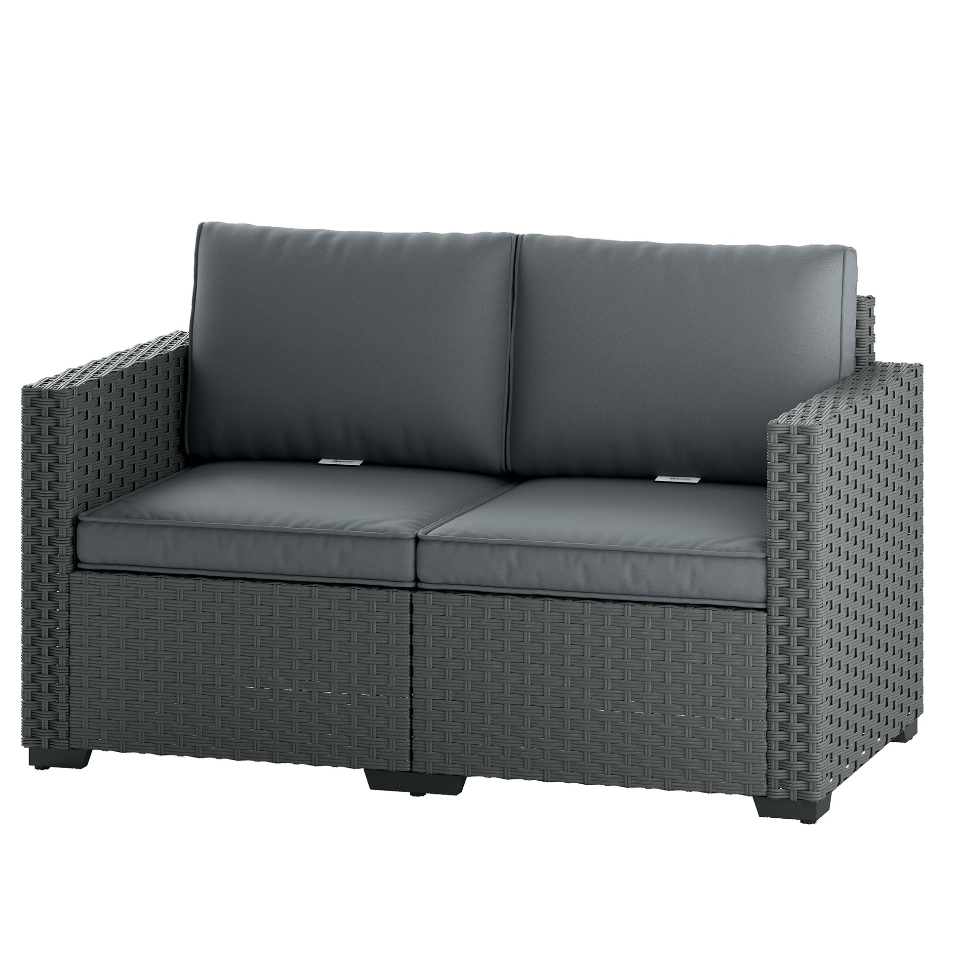 2 Seater Wicker Outdoor Loveseat - Dark Grey 50" Wide-DECOROLALA