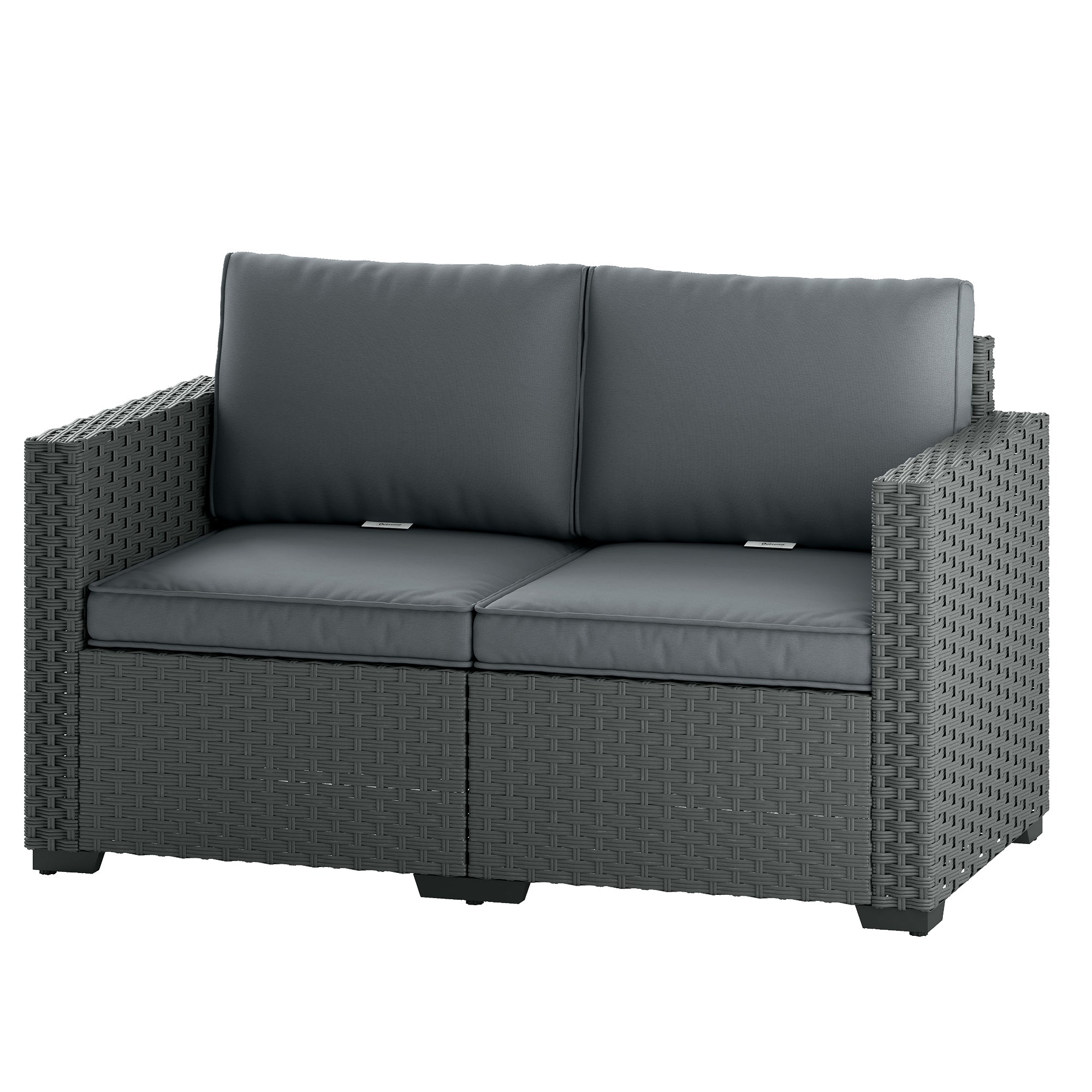 2 Seater Wicker Outdoor Loveseat - Dark Grey 50" Wide-DECOROLALA