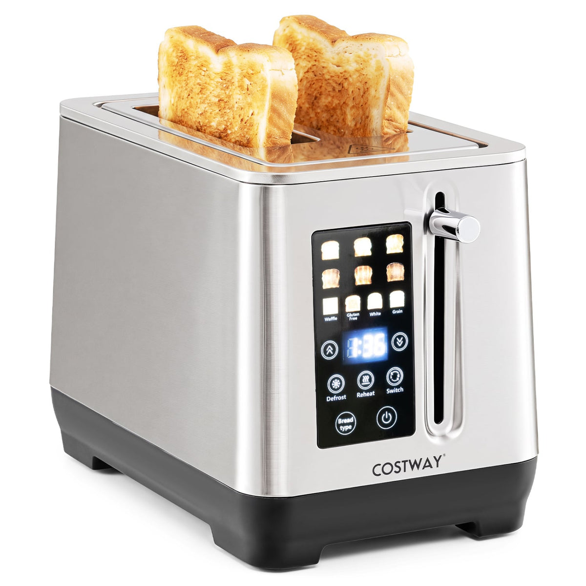 2 Slice Toaster with 6 Browning Levels and 4 Bread Types-Silver-Small Appliances-DECOROLALA