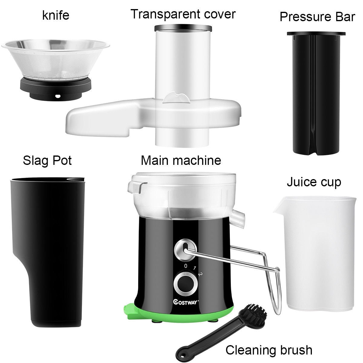 2 Speed Wide Mouth Fruit and Vegetable Centrifugal Electric Juicer-Juicers & Coffee Machines-DECOROLALA