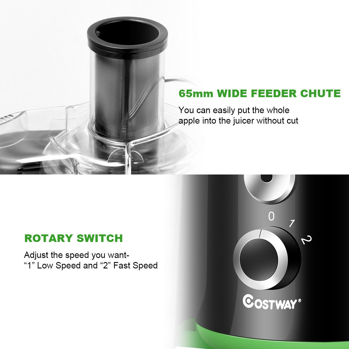 2 Speed Wide Mouth Fruit and Vegetable Centrifugal Electric Juicer-Juicers & Coffee Machines-DECOROLALA
