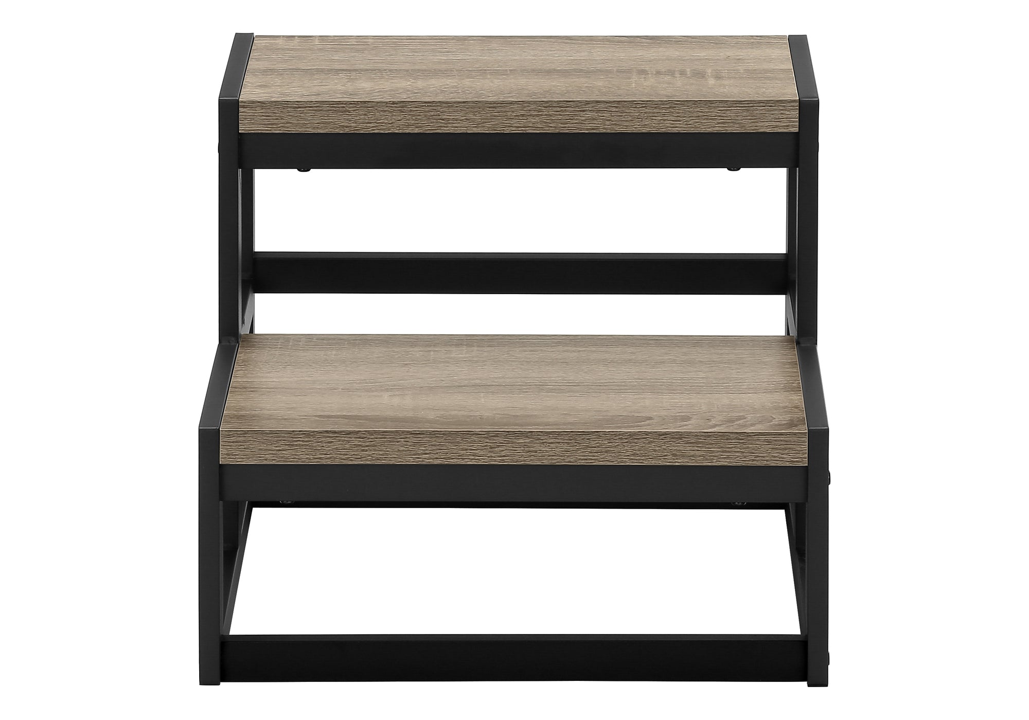 2-Step Stool with Wood-Look Taupe & Black Metal Frame-Step Stool-DECOROLALA