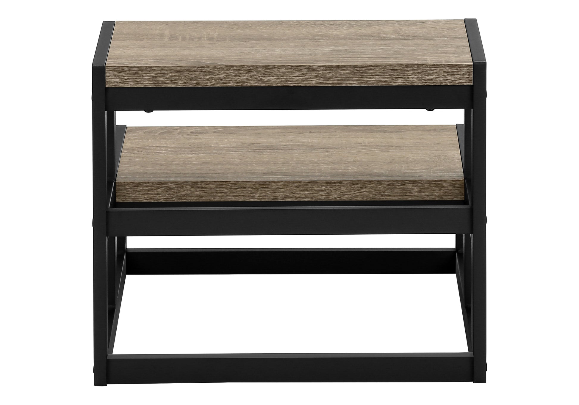 2-Step Stool with Wood-Look Taupe & Black Metal Frame-Step Stool-DECOROLALA