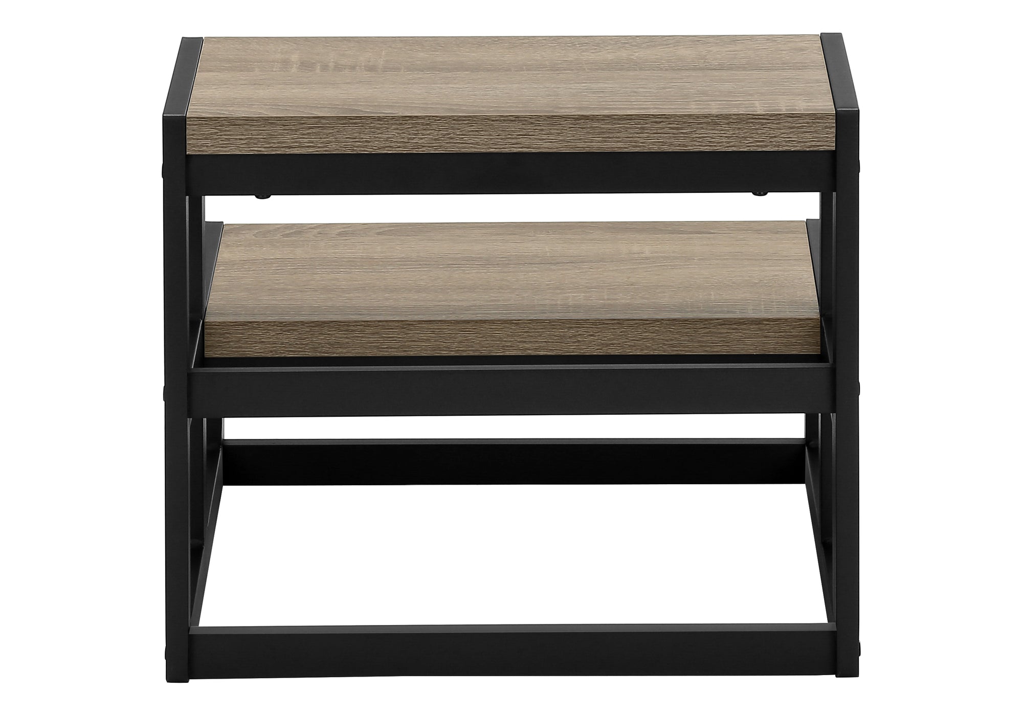 2-Step Stool with Wood-Look Taupe & Black Metal Frame-Step Stool-DECOROLALA