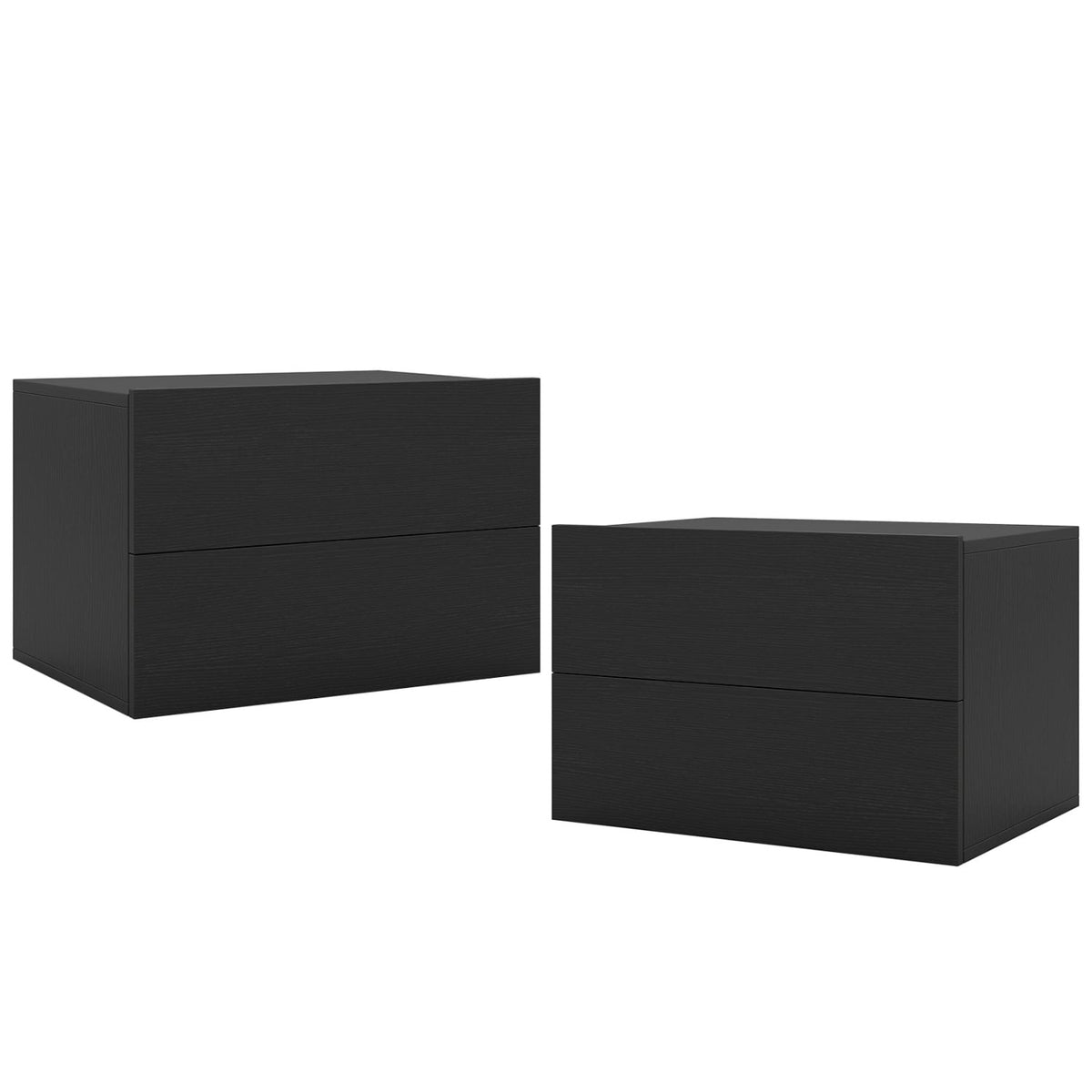 2 Storage Drawers Wall Mounted Floating Nightstand for Bedroom-Black-Nightstands-DECOROLALA