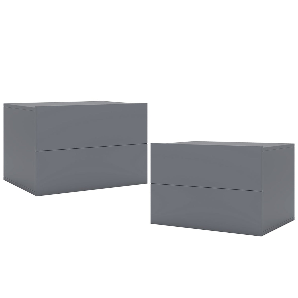 2 Storage Drawers Wall Mounted Floating Nightstand for Bedroom-Gray-Nightstands-DECOROLALA