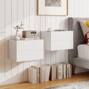 2 Storage Drawers Wall Mounted Floating Nightstand for Bedroom-White-Nightstands-DECOROLALA