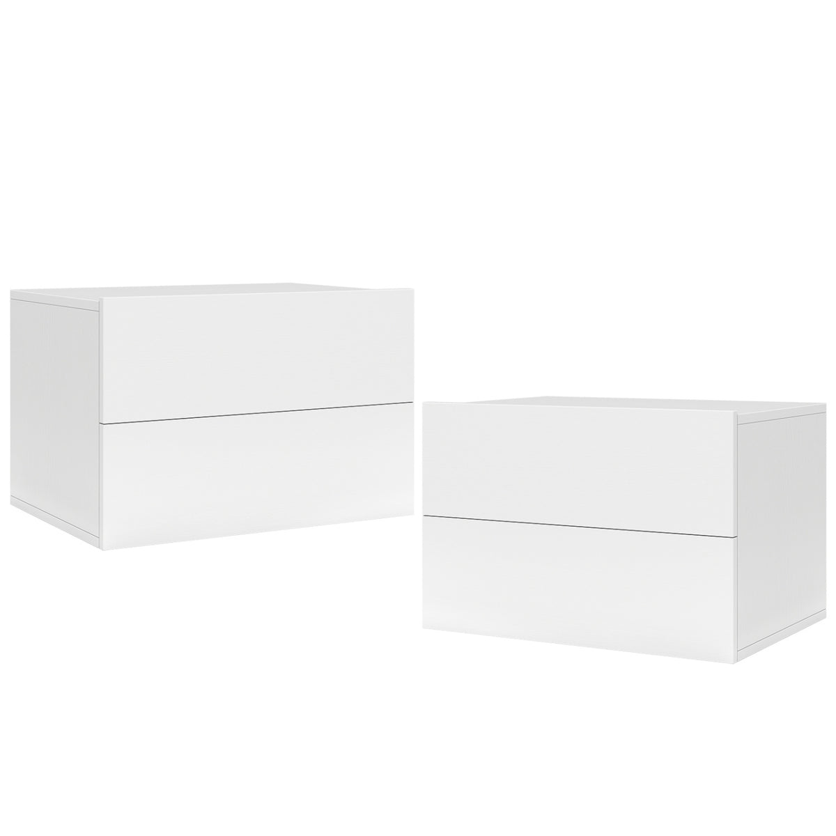 2 Storage Drawers Wall Mounted Floating Nightstand for Bedroom-White-Nightstands-DECOROLALA