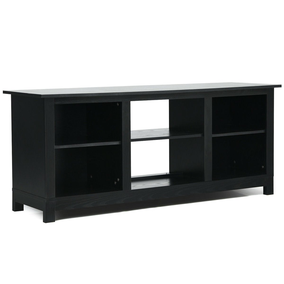 2-Tier 58 Inches TV Stand Entertainment Media Console Center-Black-Entertainment Centers & TV Stands-DECOROLALA