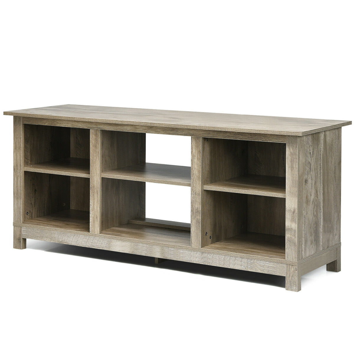 2-Tier 58 Inches TV Stand Entertainment Media Console Center-Gray-Entertainment Centers & TV Stands-DECOROLALA