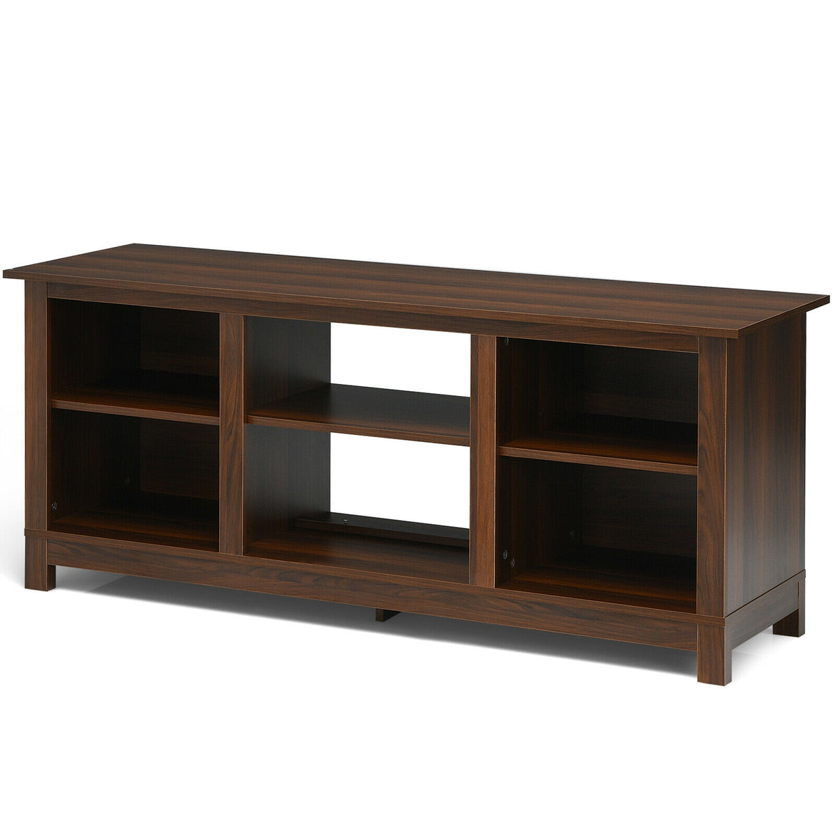 2-Tier 58 Inches TV Stand Entertainment Media Console Center-Walnut-Entertainment Centers & TV Stands-DECOROLALA