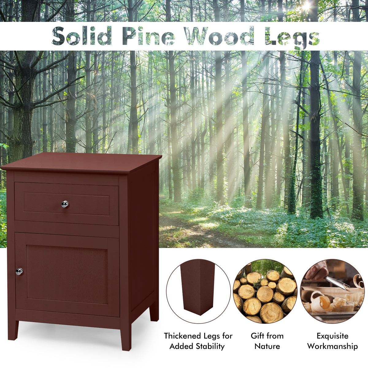 2-Tier Accent Table with Spacious Tabletop-Dark Brown-Nightstands-DECOROLALA