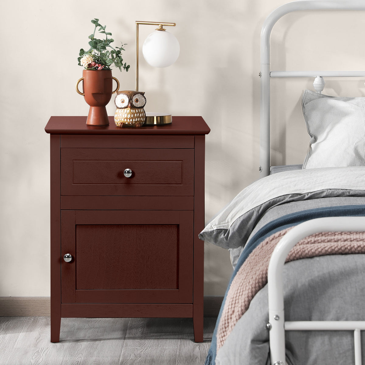 2-Tier Accent Table with Spacious Tabletop-Dark Brown-Nightstands-DECOROLALA