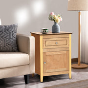 2-Tier Accent Table with Spacious Tabletop-Natural-Nightstands-DECOROLALA