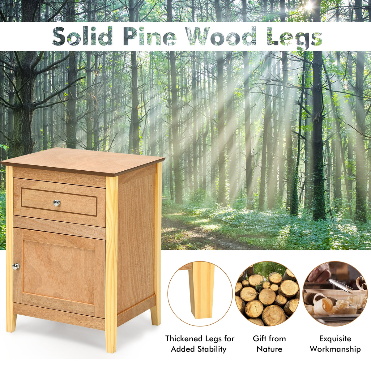 2-Tier Accent Table with Spacious Tabletop-Natural-Nightstands-DECOROLALA